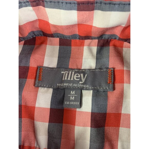 TILLEY Endurables Mens  Short Sleeve Button Up Shirt Size M Red/Gray - Picture 3 of 7